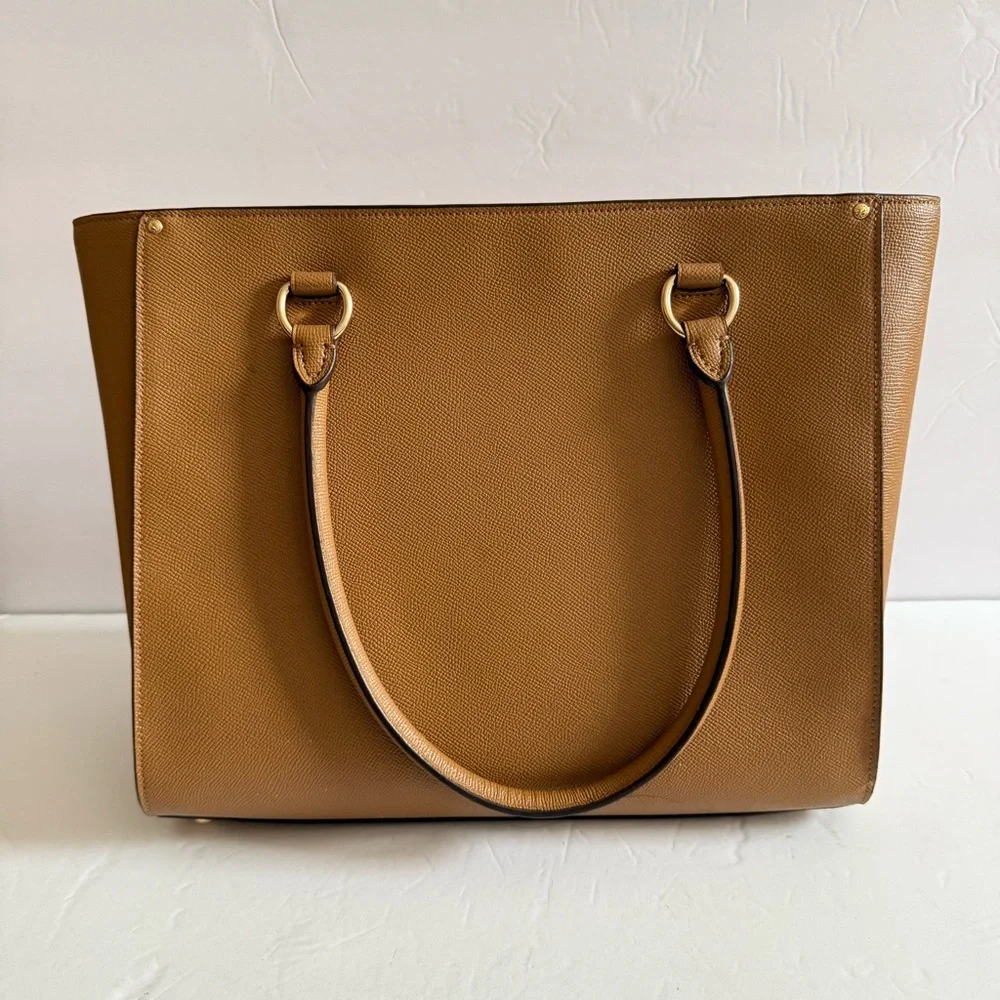 Coach Brown Leather  Structured Tote Bag Handbag Shoulder bag Women